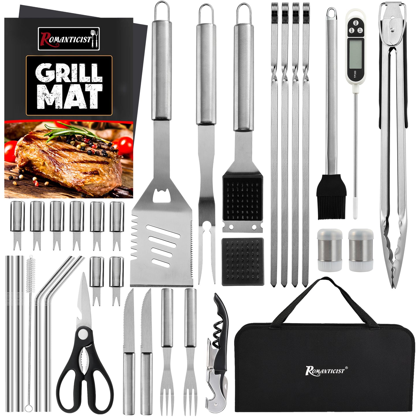 ROMANTICIST 35PCS Barbecue Tool Set with Storage Bag