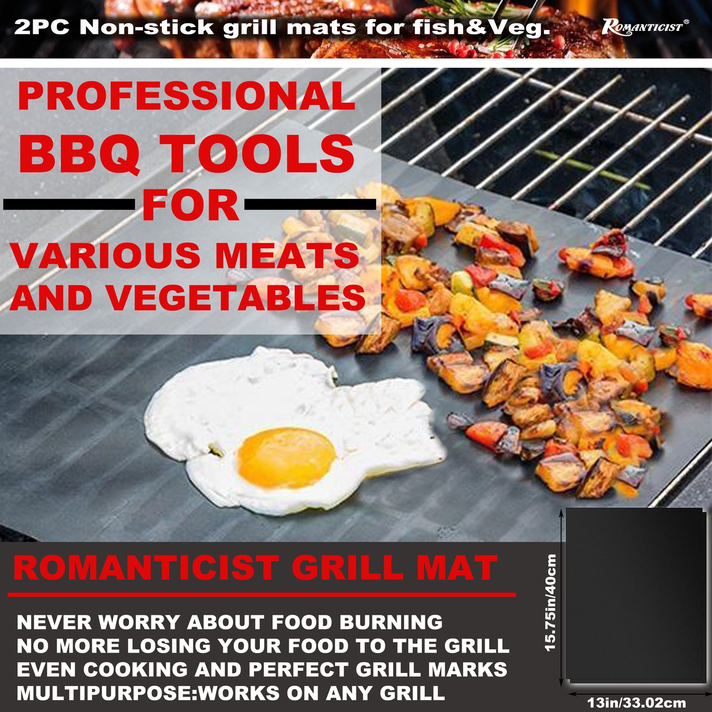 ROMANTICIST 35PCS Barbecue Tool Set with Storage Bag