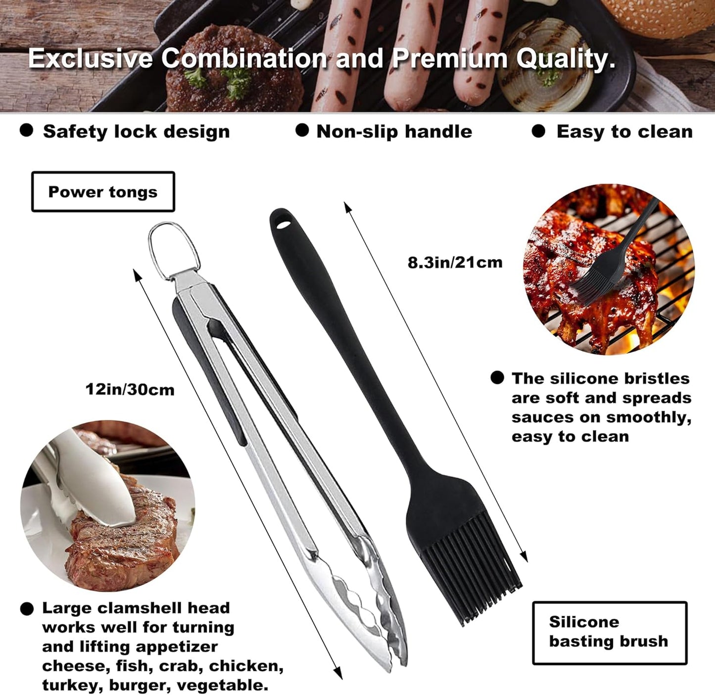 ROMANTICIST 25PCS Professional Grill Accessory Set with Carrying Bag, Stainless Steel Barbecue Spatulas Set.