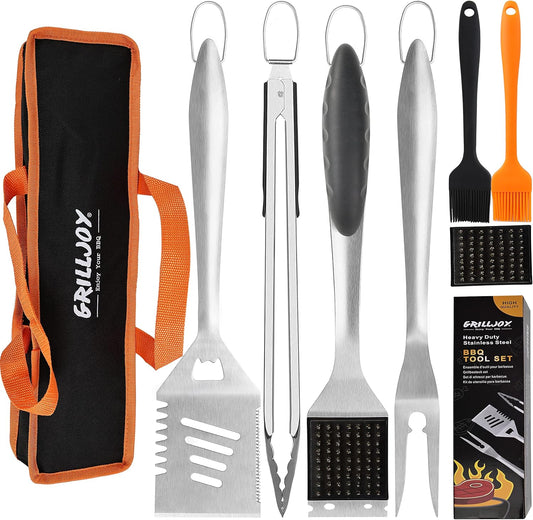 Grilljoy 8PCS Heavy Duty Barbecue Grill Tool Set