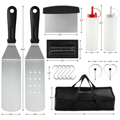 Romanticist 14-Piece Flat Top Griddle Accessory Set | Professional Grill Spatula Accessory Set