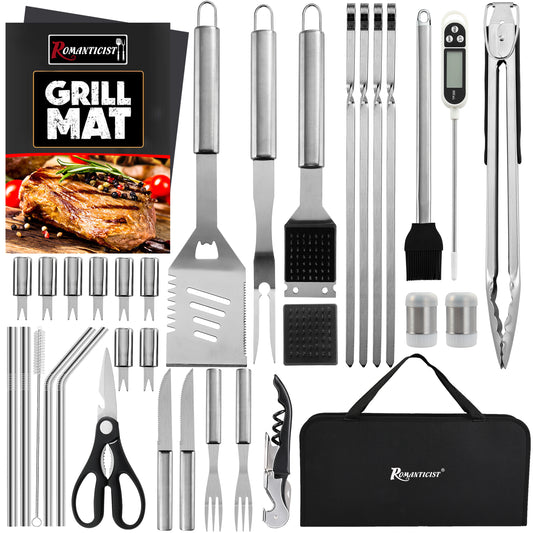 ROMANTICIST 35PCS Barbecue Tool Set with Storage Bag