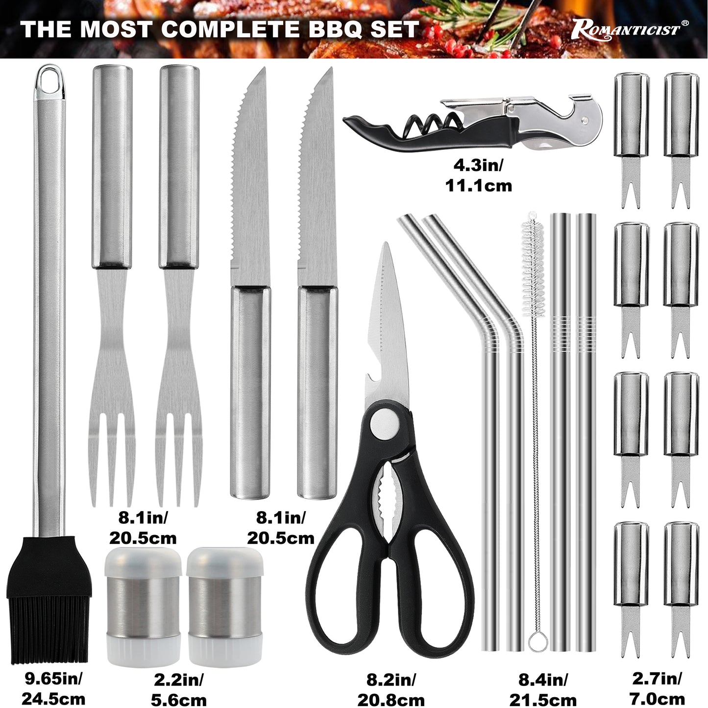 ROMANTICIST 35PCS Barbecue Tool Set with Storage Bag