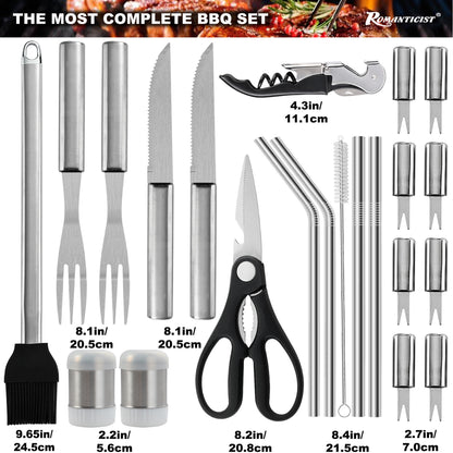 ROMANTICIST 35PCS Barbecue Tool Set with Storage Bag
