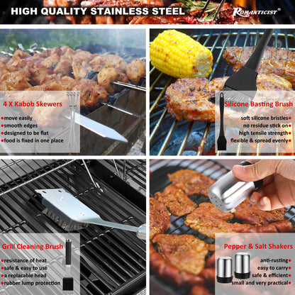 ROMANTICIST 35PCS Barbecue Tool Set with Storage Bag