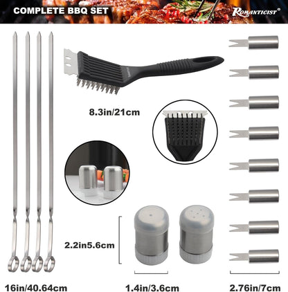 ROMANTIC 20PCS Heavy Duty Barbecue Grill Tool Set in A Case