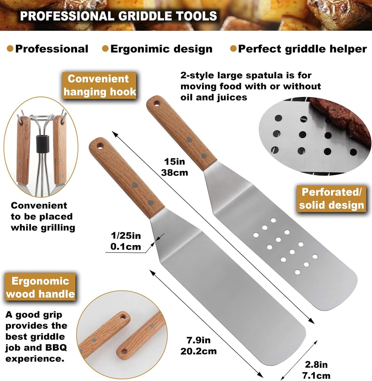ROMANTICIST 8PCS Professional Griddle Accessory Set