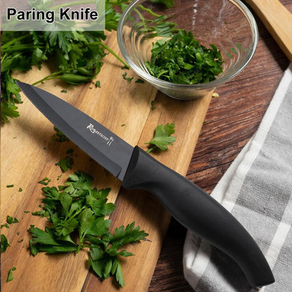 ROMANTICIST Kitchen Knife Set with Block - 8 PCS High Carbon Stainless Steel with Chef's Knife