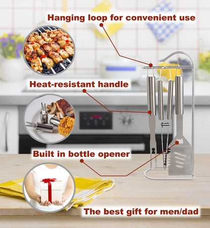 ROMANTIC 20PCS Heavy Duty Barbecue Grill Tool Set in A Case