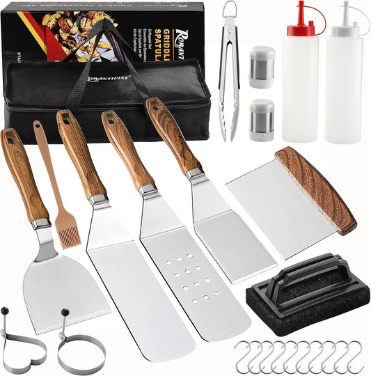 ROMANTICIST Professional 25PCS Stainless Steel Barbecue Spatulas Set.