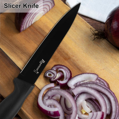 ROMANTICIST Kitchen Knife Set with Block - 8 PCS High Carbon Stainless Steel with Chef's Knife