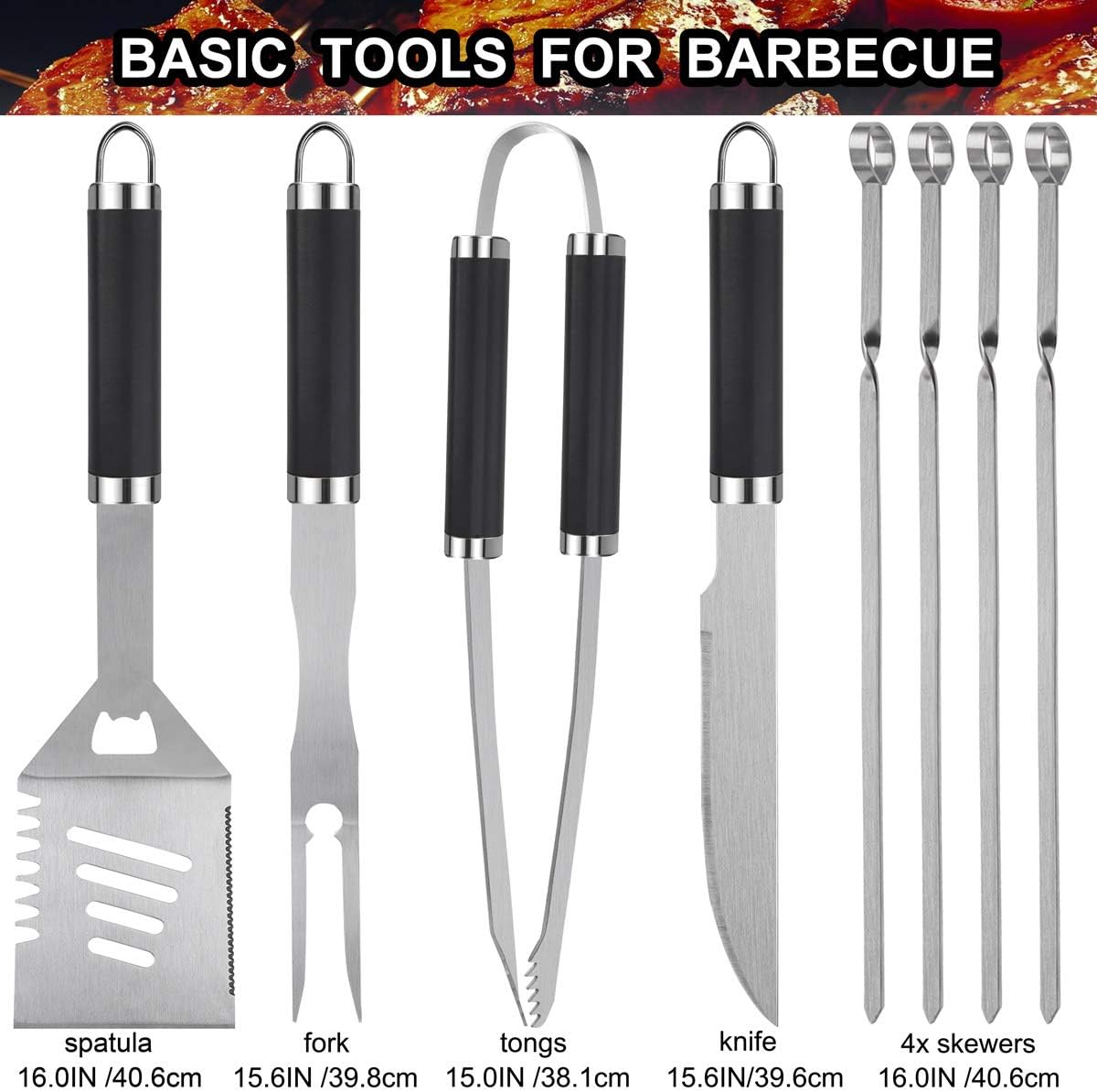 Grilljoy 24PCS Barbecue Tool Set Black