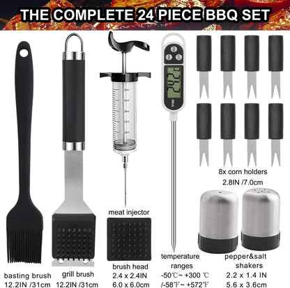 Grilljoy 24PCS Barbecue Tool Set Black