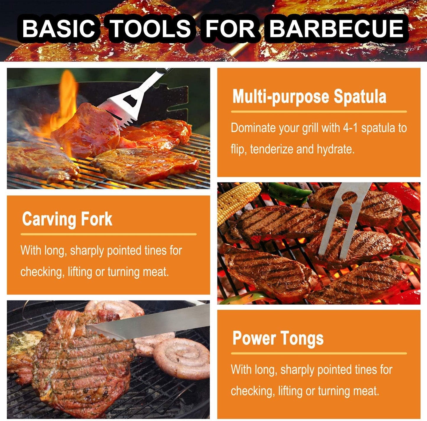 Grilljoy 24PCS Barbecue Tool Set Black
