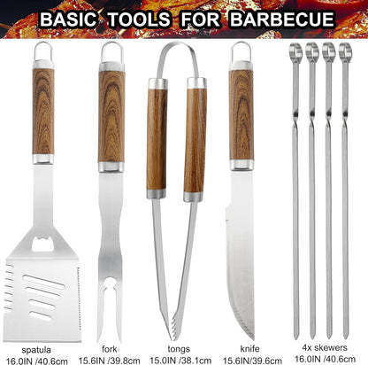 Grilljoy 24PCS Barbecue Tool Set Brown
