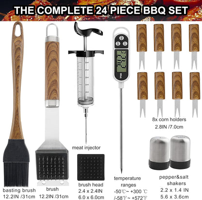 Grilljoy 24PCS Barbecue Tool Set Brown