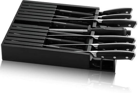 Grilljoy Premium Knife Set 17PCS with Retractable Knife Block
