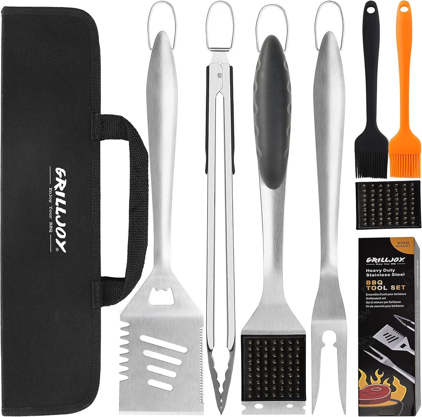 Grilljoy 8PCS Heavy Duty Barbecue Grill Tool Set