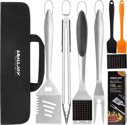 Grilljoy 8PCS Heavy Duty Barbecue Grill Tool Set