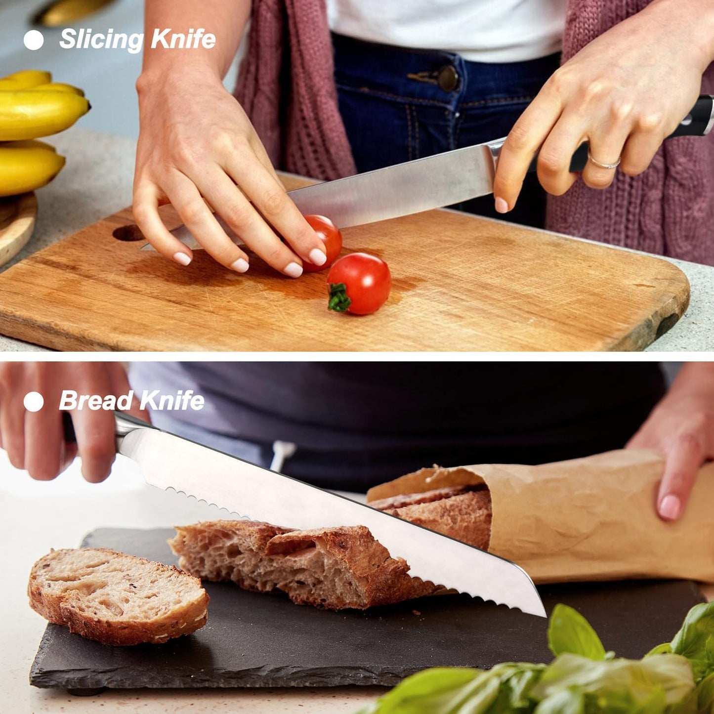 Grilljoy 15PCS Set of Kitchen Knives with Block