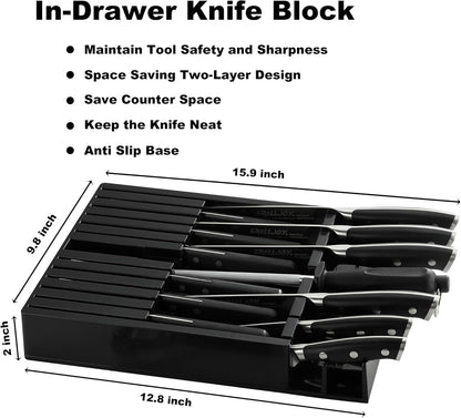 Grilljoy Premium Knife Set 17PCS with Retractable Knife Block