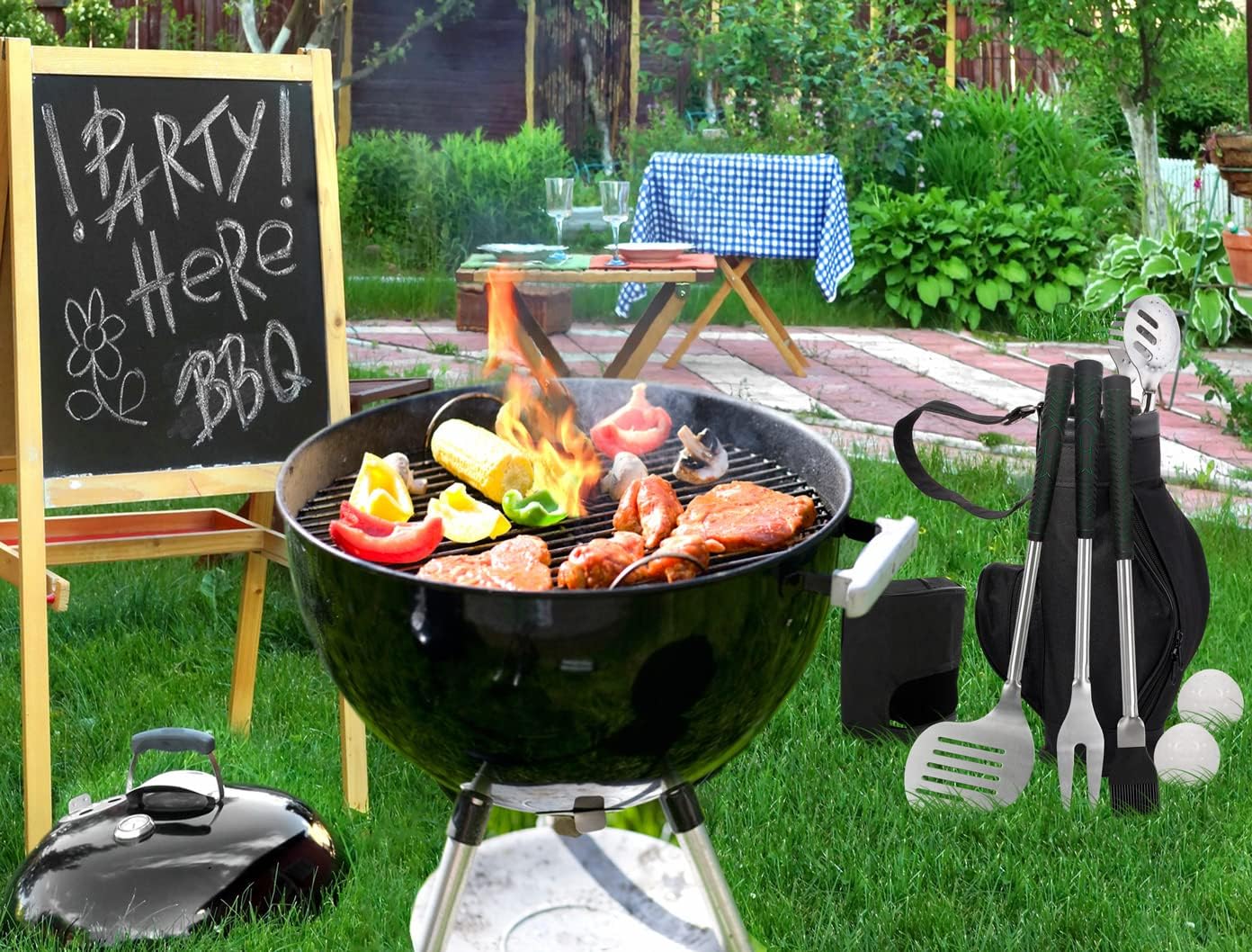 POLIGO 7 Pieces Golf Club Style Barbecue Tool Set, Grilling Tools