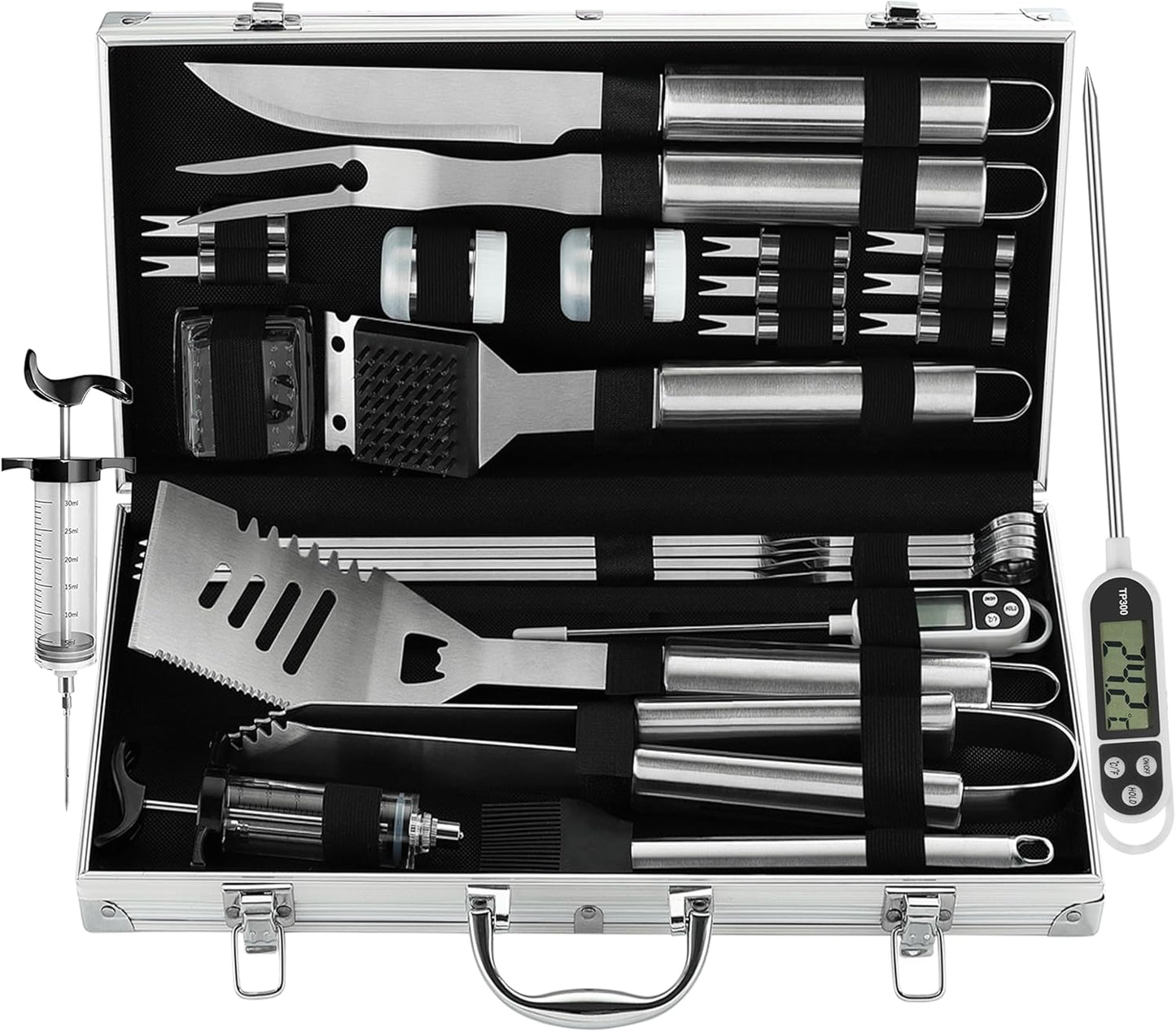 Grilljoy 24PCS Barbecue Tool Set Silver