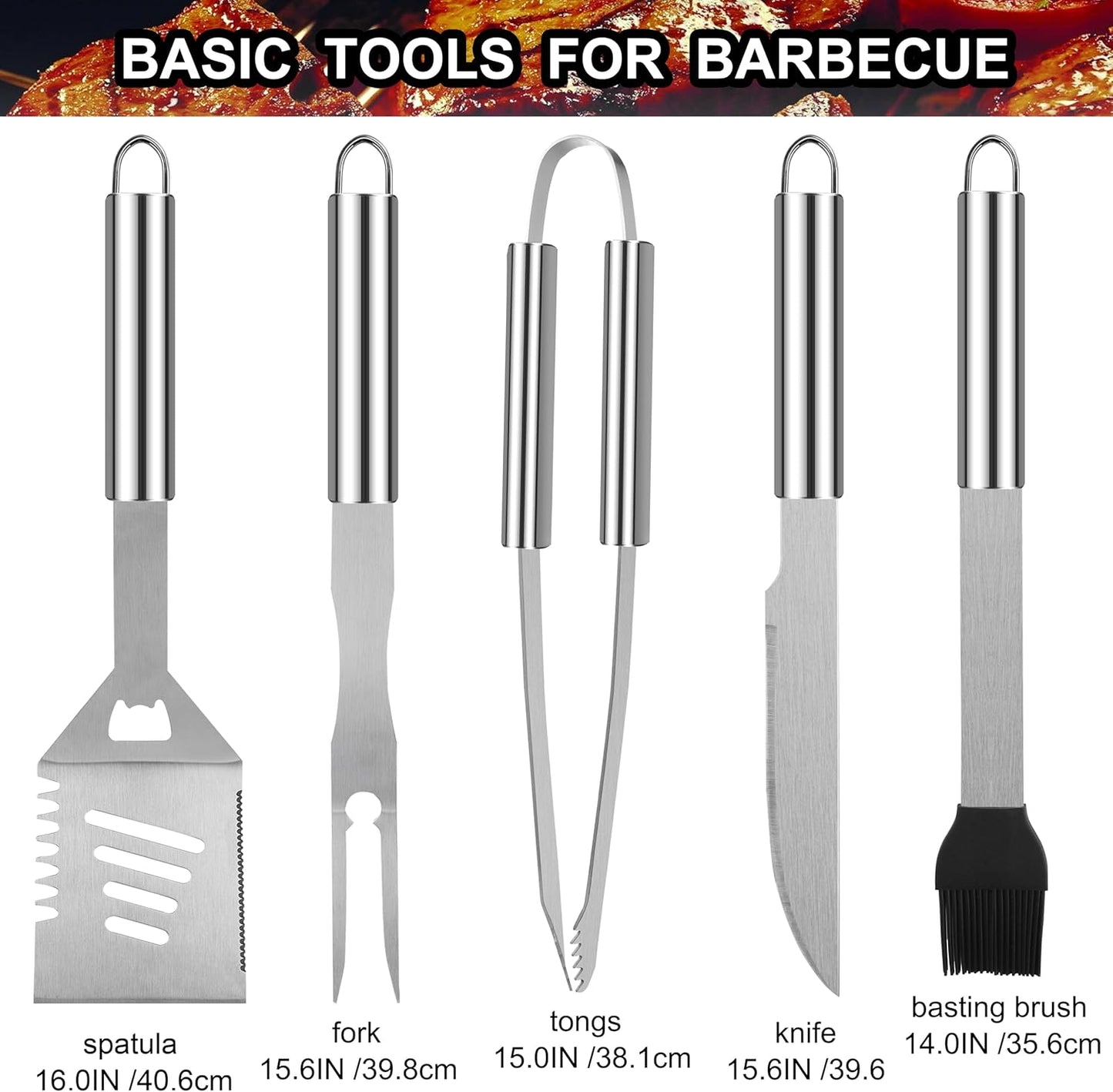 Grilljoy 24PCS Barbecue Tool Set Silver