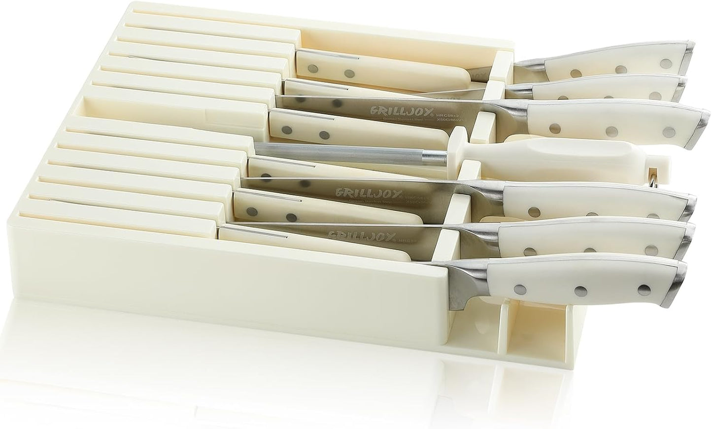 Grilljoy Premium Knife Set 17PCS with Retractable Knife Block