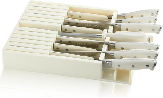 Grilljoy Premium Knife Set 17PCS with Retractable Knife Block
