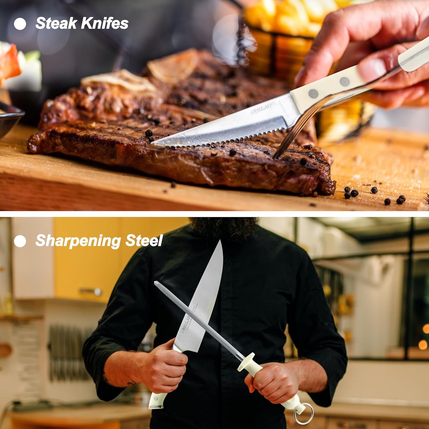 Grilljoy 15PCS Kitchen Knife Set with Block