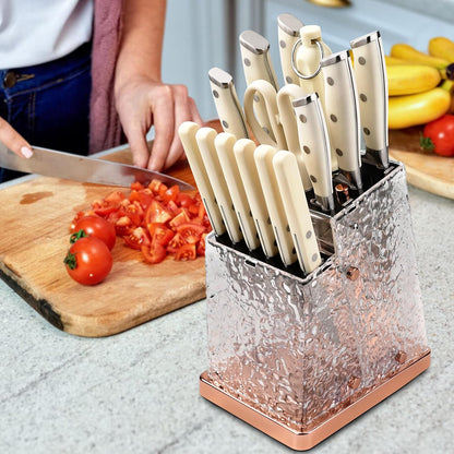 Grilljoy 15PCS Kitchen Knife Set with Block