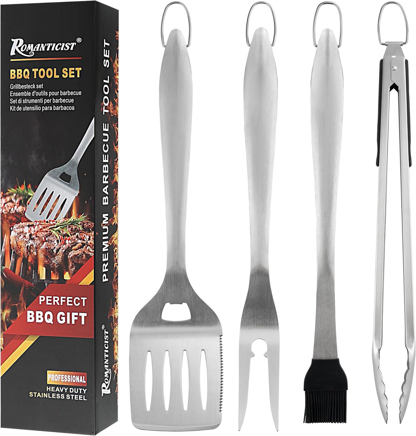 ROMANTICIST 4PCS Chef's BBQ Accessories - Professional BBQ Set