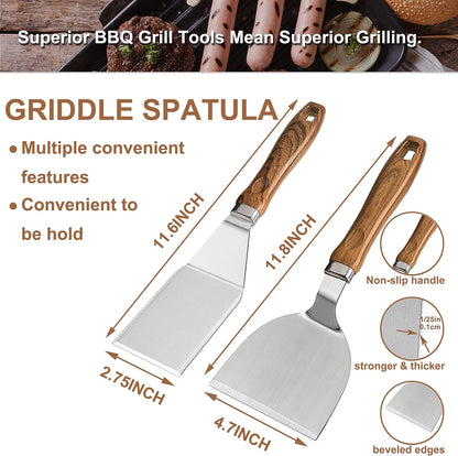 ROMANTICIST Professional 25PCS Stainless Steel Barbecue Spatulas Set.