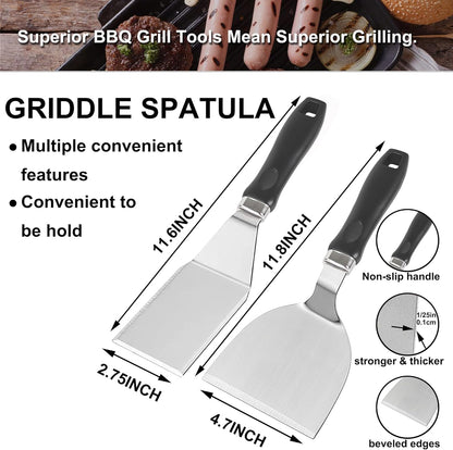 ROMANTICIST  25PCS Professional Grill Accessory Set with Carrying Bag, Stainless Steel Barbecue Spatulas Set.