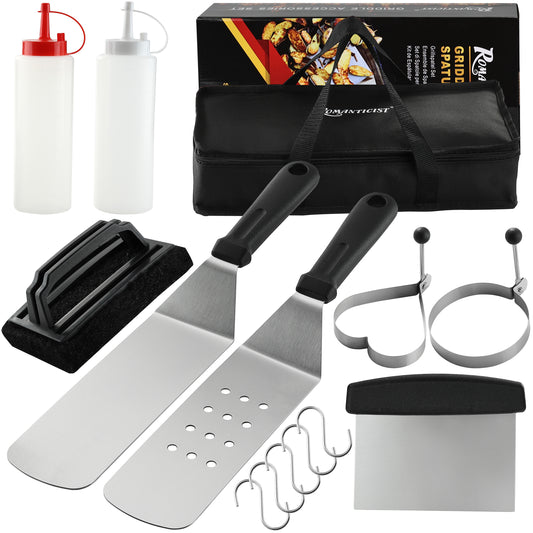 Romanticist 14-Piece Flat Top Griddle Accessory Set | Professional Grill Spatula Accessory Set