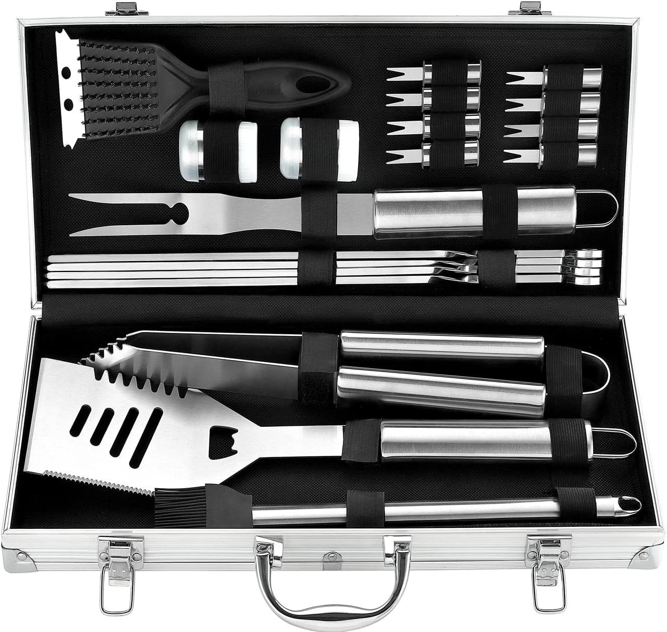 ROMANTIC 20PCS Heavy Duty Barbecue Grill Tool Set in A Case