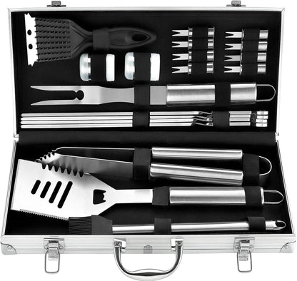 ROMANTIC 20PCS Heavy Duty Barbecue Grill Tool Set in A Case