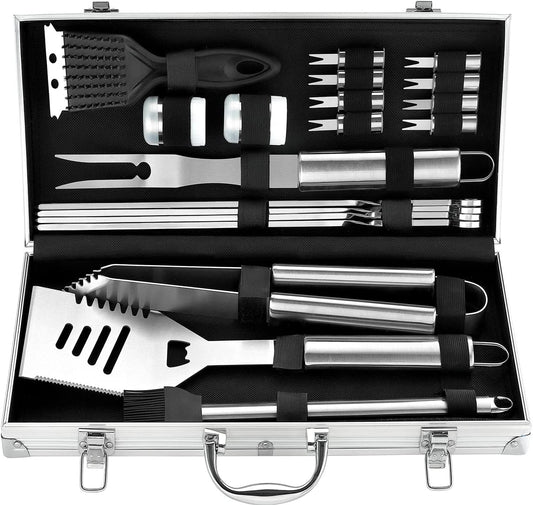 ROMANTIC 20PCS Heavy Duty Barbecue Grill Tool Set in A Case