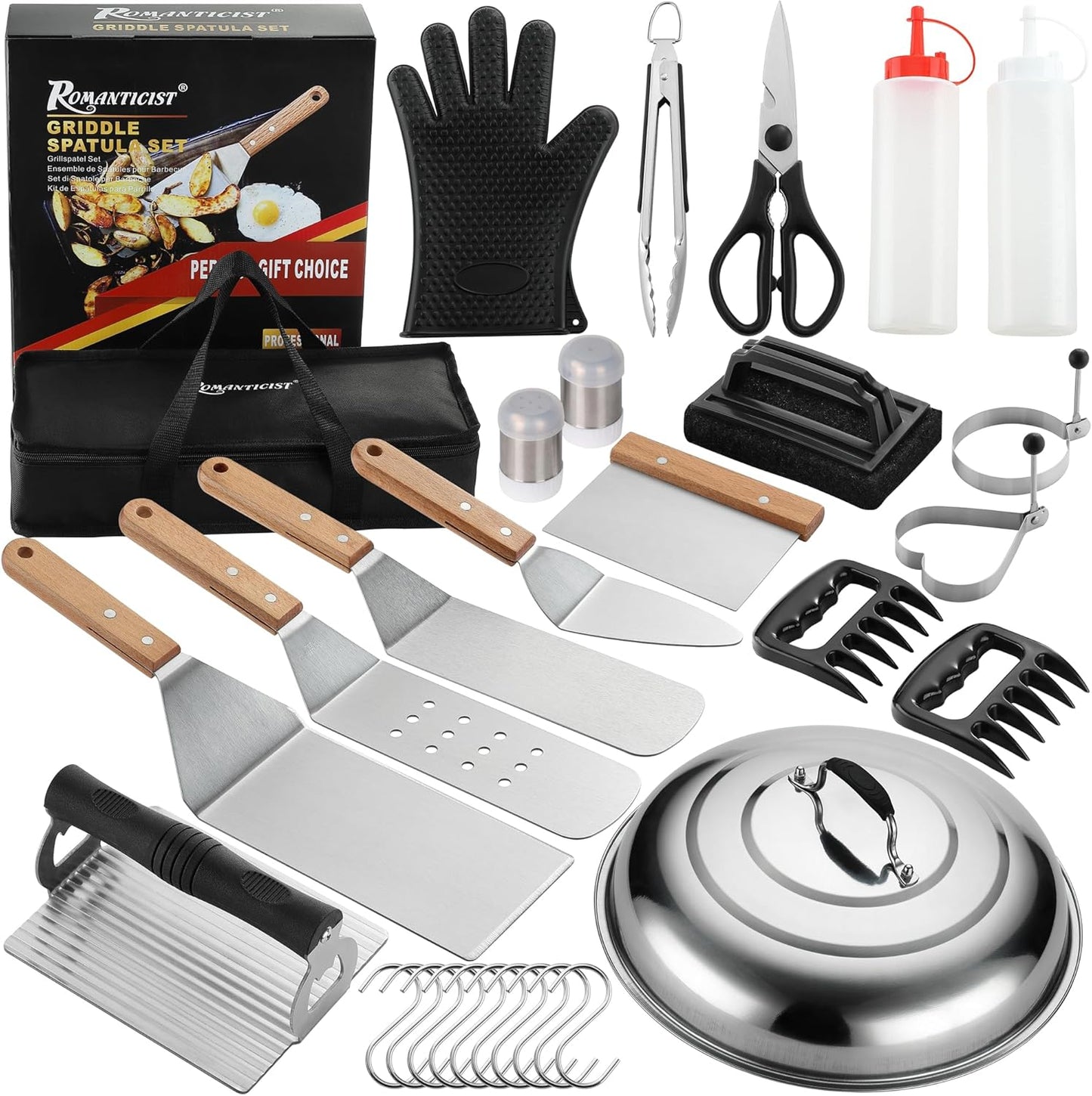 ROMANTICIST Professional Griddle Accessory Set - 30PCS Flat Top Grill Tool Set