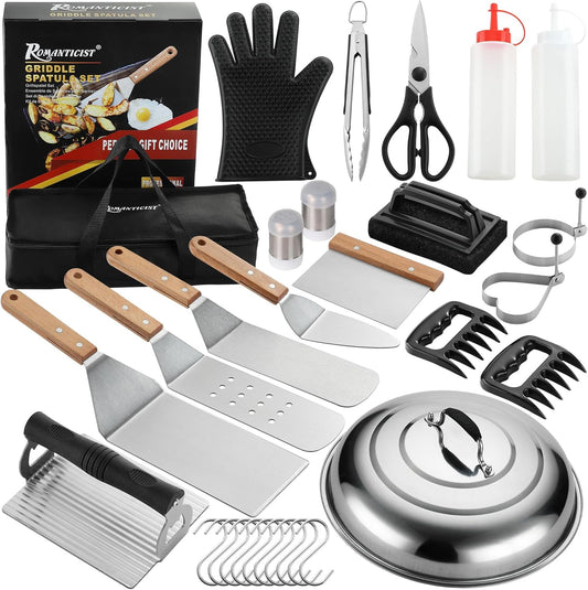ROMANTICIST Professional Griddle Accessory Set - 30PCS Flat Top Grill Tool Set
