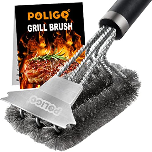 POLIGO Grill Brush and Scraper with Luxury Handle
