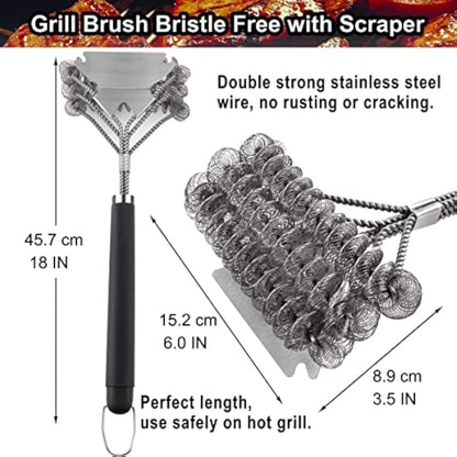 GRILLJOY 18-inch bristle-free grill cleaning brush
