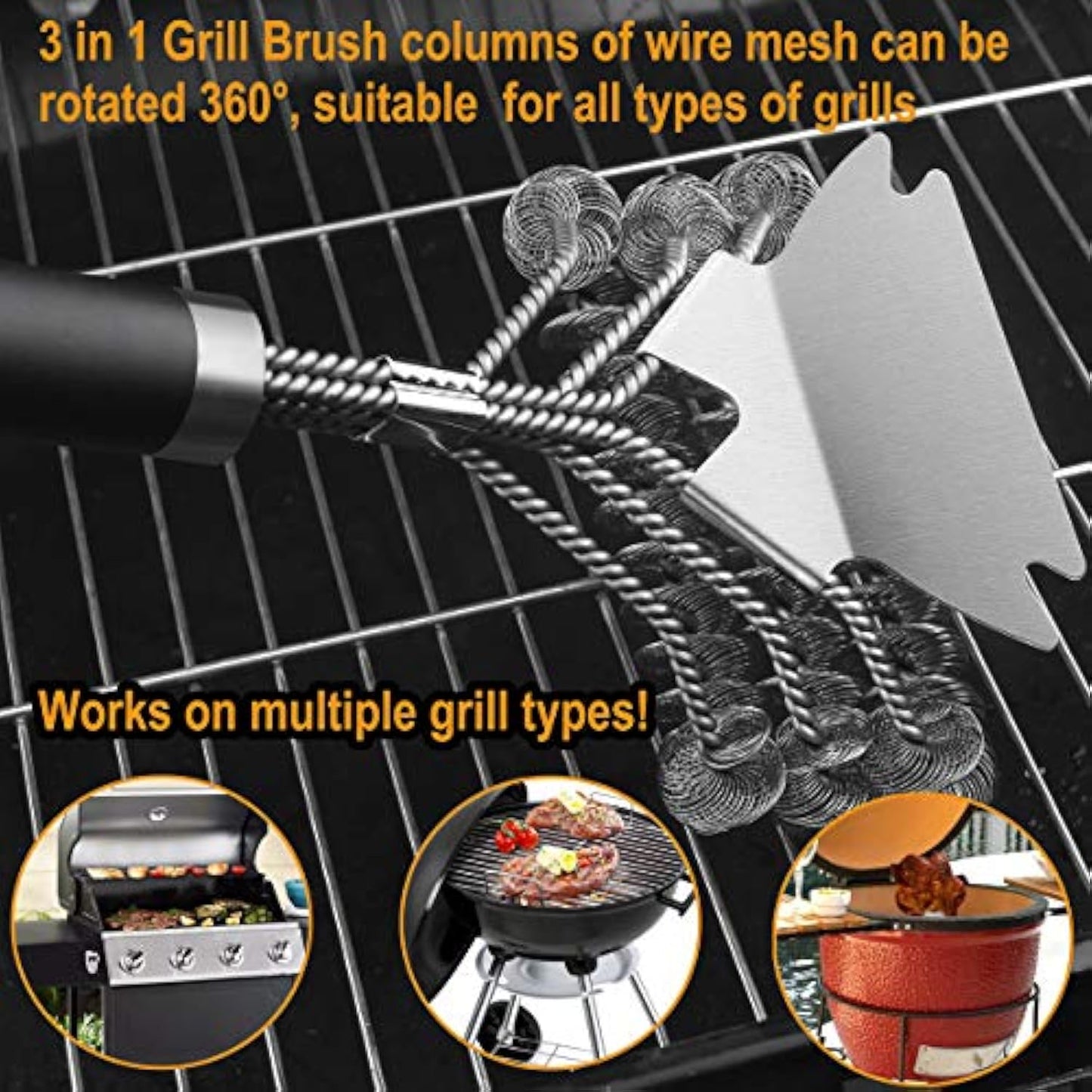GRILLJOY 18-inch bristle-free grill cleaning brush